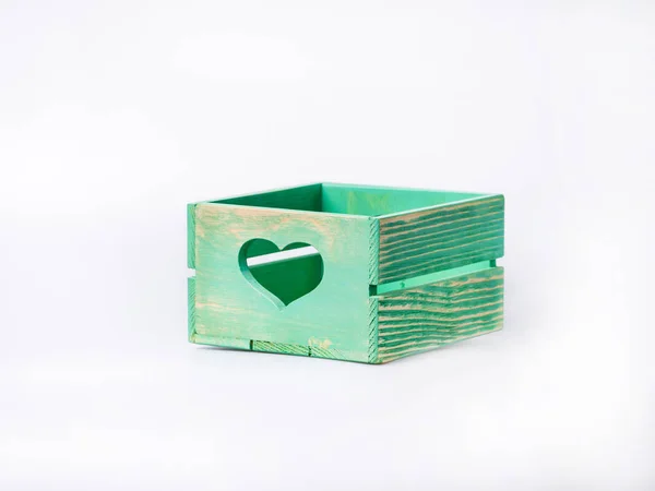 Άδειο κουτί από ξύλο σε λευκό φόντο — Φωτογραφία Αρχείου