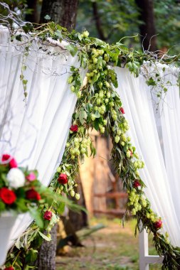 Güzel düğün arch töreni güneşli havalarda bahçedeki için.