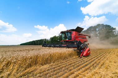 combine harvester working on a wheat field clipart