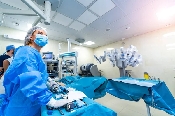 Medical operation involving robot. Medical robot. Robotic Surgery.