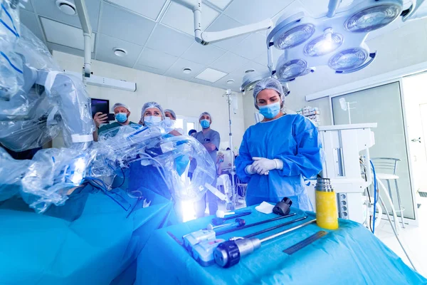 Da Vinci Surgery. Robotic Surgery. Medical operation involving robot.