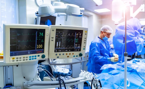Состояние Пациента Мониторе Операционной Операция Операционной Хирурга — стоковое фото