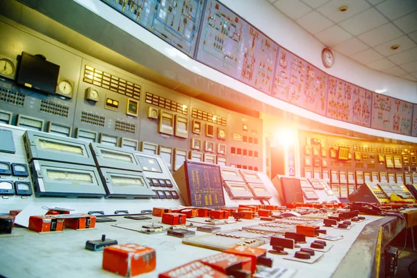 Panel Control Una Central Nuclear Primer Plano —  Fotos de Stock