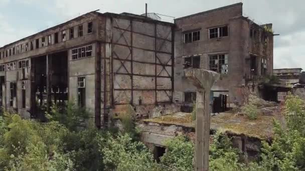 Ruinas Una Vieja Fábrica Antiguo Edificio Industrial Para Demolición Vista — Vídeo de stock