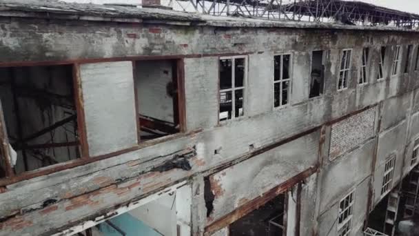 Usine Abandonnée Ancien Bâtiment Industriel Pour Démolition Vue Aérienne — Video