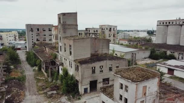 Edificio Industrial Ruinas Abandonado Ruinas Concepto Demolición Vista Aérea — Vídeo de stock