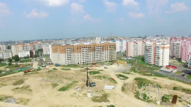 一个巨大的区域 用于建设现代化的城市新区的高层建筑 空中景观 — 图库视频影像