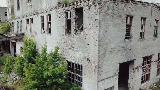Fábrica Abandonada Antiguo Edificio Industrial Para Demolición Vista Aérea — Vídeos de Stock
