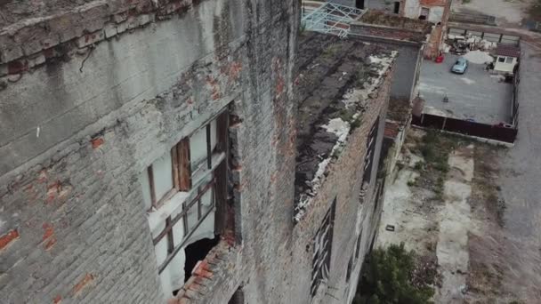 Rovine Una Vecchia Fabbrica Vecchio Edificio Industriale Demolizione Vista Aerea — Video Stock