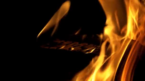 Parlak Yanan Ahşap Ağır Çekim Ateş Alevi Ateş — Stok video