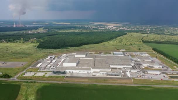 Luchtzicht Plaats Van Industriële Gebouwen Luchtfoto Van Industriële Zone Van — Stockvideo