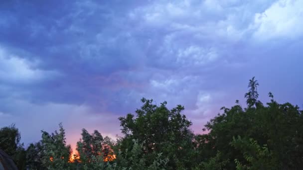 Rayo Con Nubes Dramáticas Vista Nubes Truenos Relámpagos Tormenta — Vídeo de stock