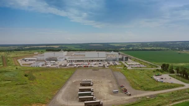 Poultry Farm Industrial Aerial View Big Agricultural Farm — Stock Video