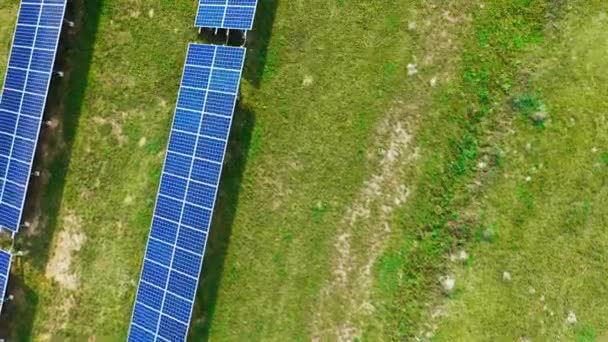 Photovoltaic Solar Panels High Angle View Solar Panels Energy Farm — Stock Video