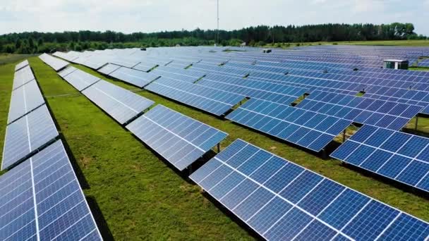 Solare Fotovoltaico Aereo Veduta Aerea Dei Moduli Energia Solare Lungo — Video Stock