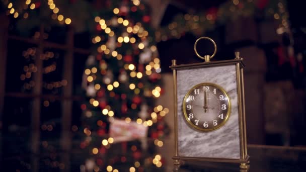 New Year Clock Table Happy New Year Eve Background — Stock Video