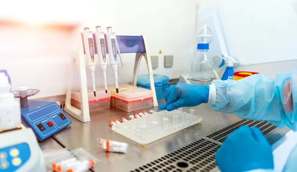 Professional Laboratory Assistant Taking Blood Test Dna Research Healthcare Biotechnology — Stock Photo, Image