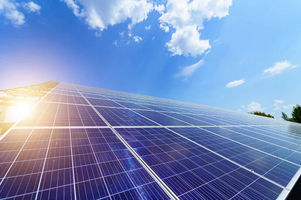 Сонячні Енергетичні Панелі Фотогальванічні Системи Живлення Сонячна Електростанція Джерело Екологічної — стокове фото
