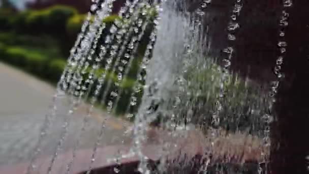公園内の噴水の水 噴水から流れる水の流れ — ストック動画