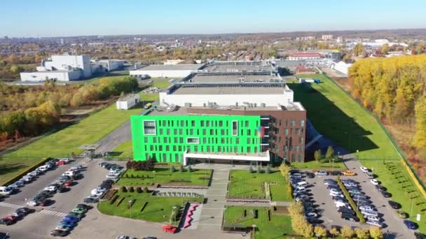 Uitzicht Industriële Gebouwen Luchtfoto Van Industriële Fabriek Van Bovenaf — Stockvideo