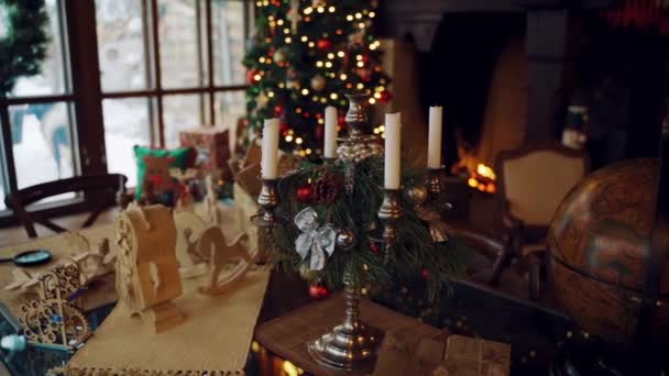 Salon Avec Intérieur Noël Décor Noël Salon Élégant Avec Vue — Video