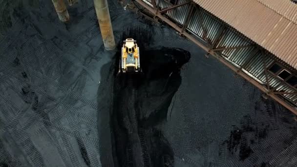 Bulldozer Clasifica Carbón Industria Extractiva Antracita Industria Del Carbón Vista — Vídeo de stock