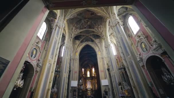 Interior Hermosa Catedral Con Largas Columnas Catedral Asunción Santísima Virgen — Vídeo de stock