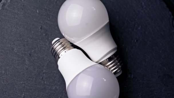 Led Light Bulbs Black Background — Stock Video