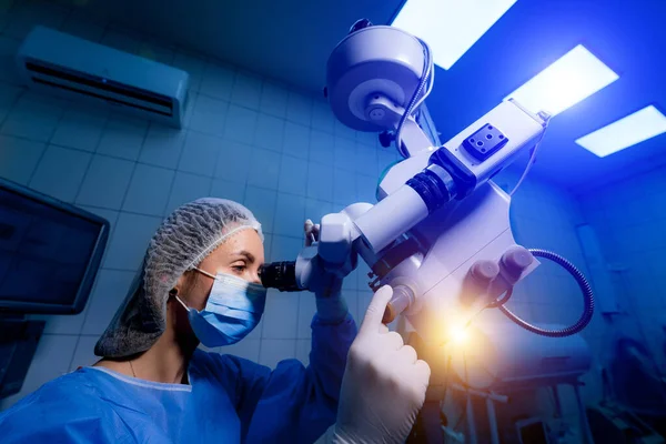 Microscópio Para Correção Oftalmológica Dos Olhos Operação Visão Laser — Fotografia de Stock