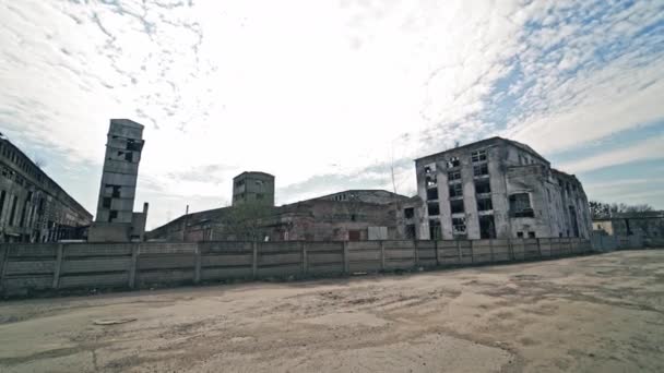 Abandoned Industrial Building Ruins Old Factory — Stock Video