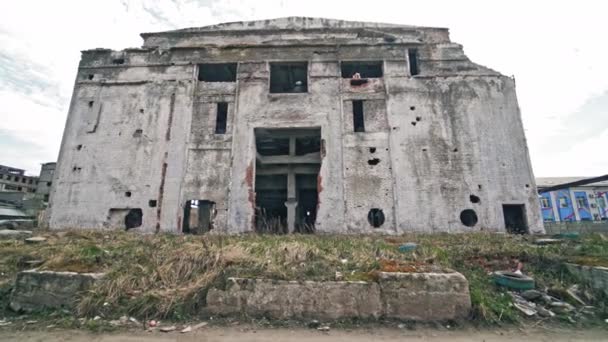 Abandoned Industrial Building Ruins Old Factory — Stock Video