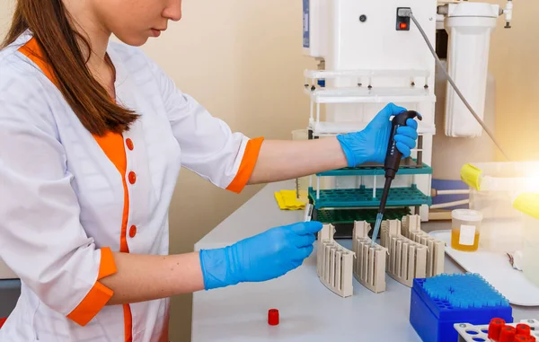 Mikro Küp Araştırmaları Için Kan Örnekleri Laboratuvarda Test Ediliyor Kimyasal — Stok fotoğraf