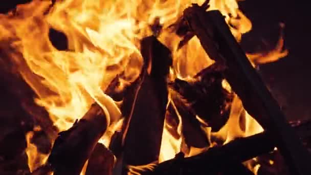 Brennendes Holz Kamin Und Die Flammen — Stockvideo