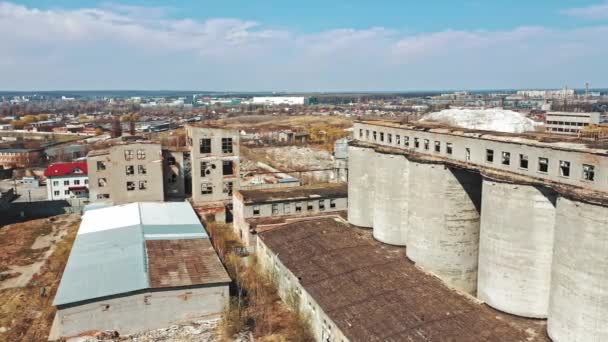 Volo Sopra Fabbrica Distrutta Vecchio Edificio Industriale Demolizione Vista Aerea — Video Stock