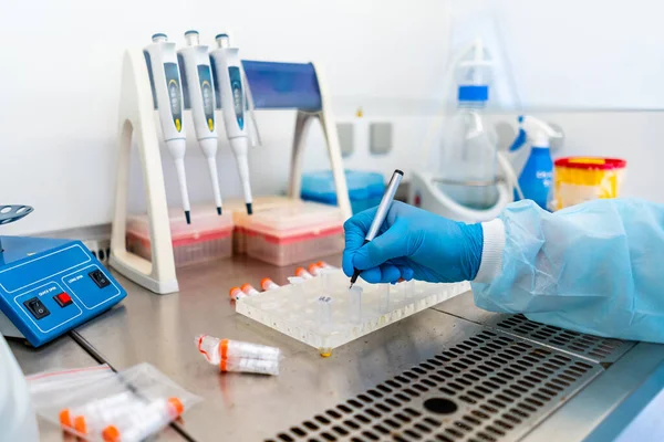 Rack Test Tubes Analysis Laboratory Hematology Pneumonia Diagnosing Covid Coronavirus — Stock Photo, Image