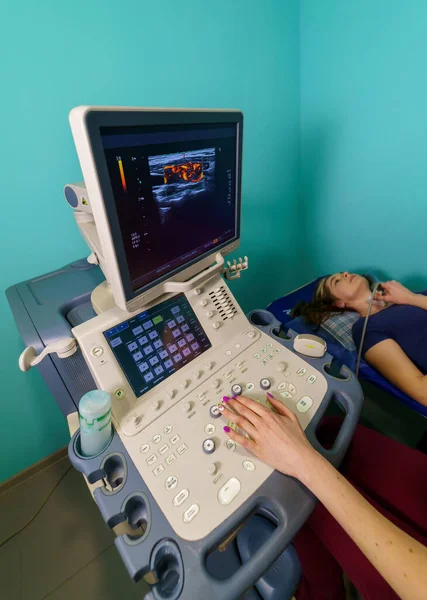 Machine Ultrasons Échographie Matériel Médical Concept Santé Concentration Sélective — Photo
