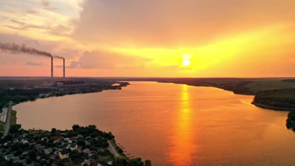 Paysage Aérien Avec Vue Sur Coucher Soleil Sur Rivière Belle — Video