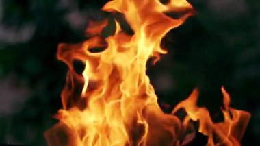 Şöminede yanan ateş, yakın çekim, boşluğu kopyala