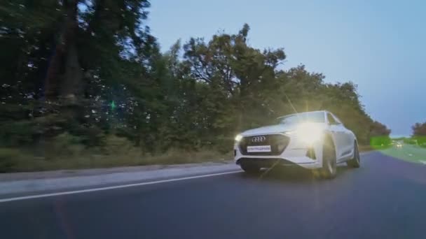 Audi Tron Pierwszy Pełni Elektryczny Samochód Terenowy Prezentacja Nowego Modelu — Wideo stockowe