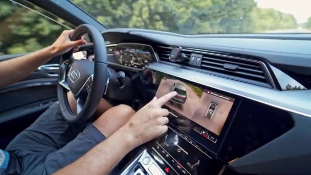 Audi Tron Środku Pełni Elektryczny Samochód Widok Nowoczesnego Salonu Nowego — Wideo stockowe