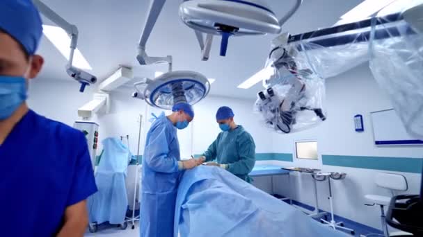 Camera Operație Modernă Interior Echipamente Chirurgicale Noi Chirurgii Uniformă Medicală — Videoclip de stoc