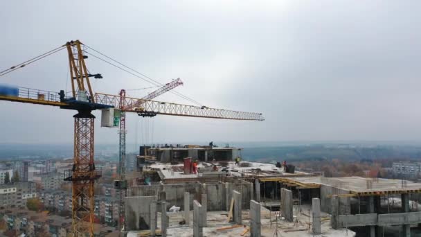 Construction Residential Apartment Complex Multi Storey Building Construction Building Cranes — Stock Video
