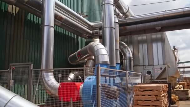 Sistema Tubos Ventilação Construção Fora Fábrica Fechar — Vídeo de Stock