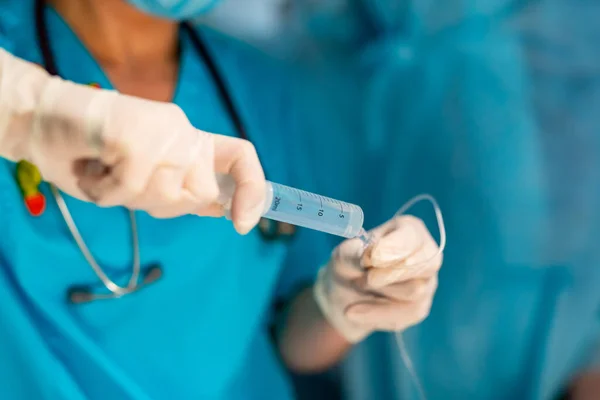 Vollnarkose Chirurgen Operieren Patientin Operationssaal — Stockfoto