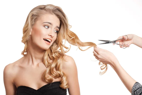 Beleza loira com cabelo saudável . — Fotografia de Stock