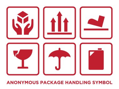 Flat anonymous package handling symbol with red color clipart