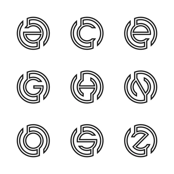 Huruf A, C, E, G, H, N, O, S, Z vektor ilustrasi abstrak - Stok Vektor