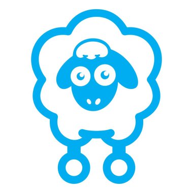 Mavi koyun vektör simgesinin düz çizimi