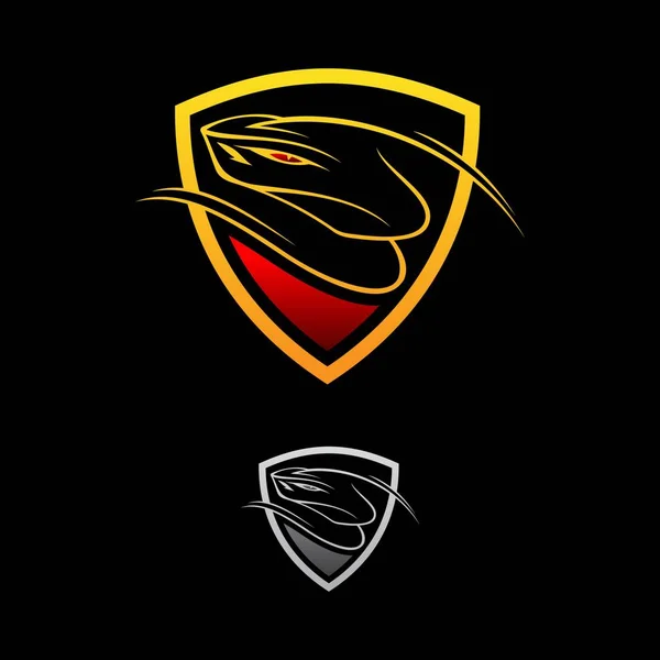 Siyah arkaplanda vektör logo tasarımı Viper kalkanı