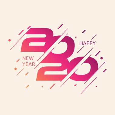 Modern ve renkli tasarım 2020 mutlu yeni yıl tasarım şablonu f